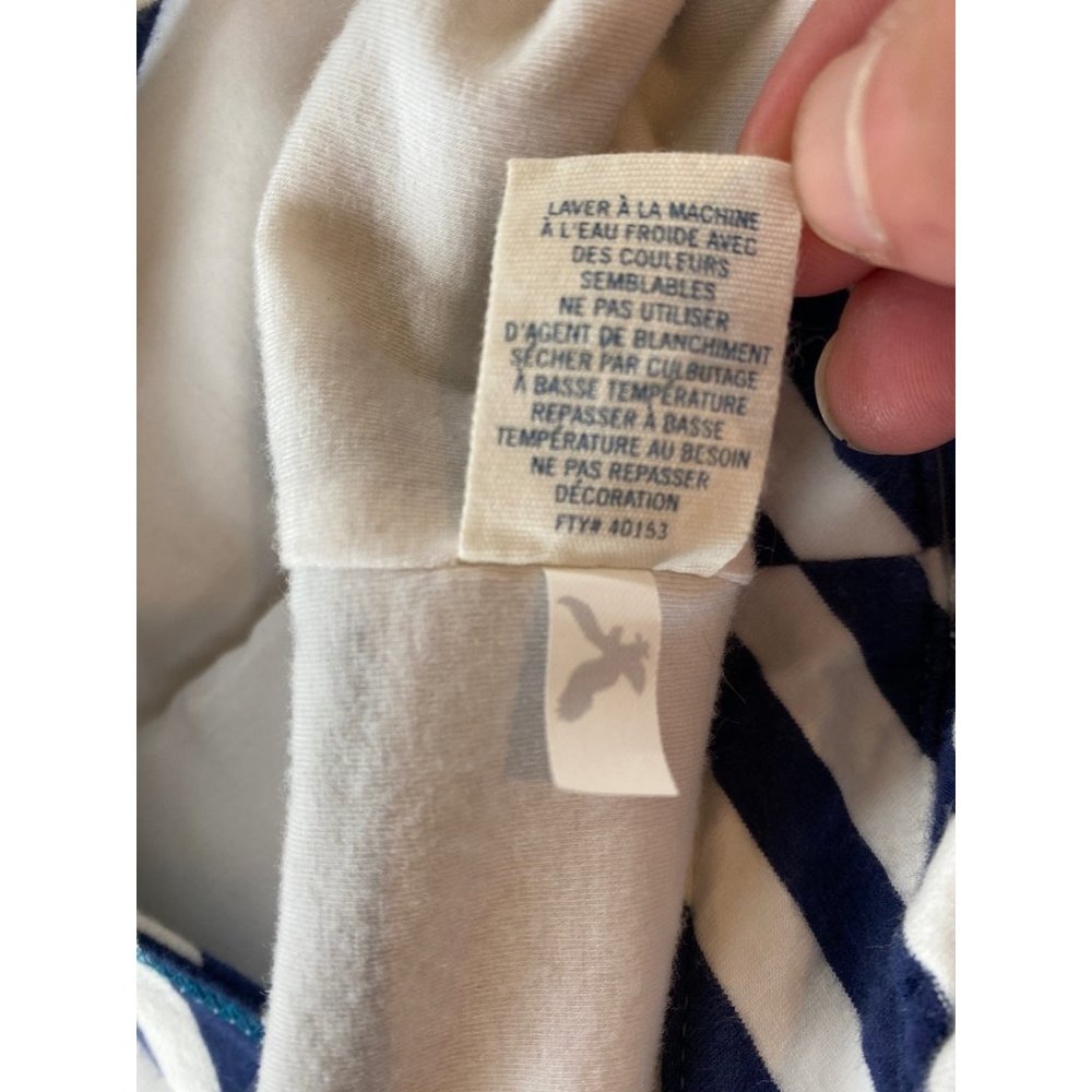 American Eagle Blue Striped Sun Dress Pockets Tie Back Small - Picture 12 of 14